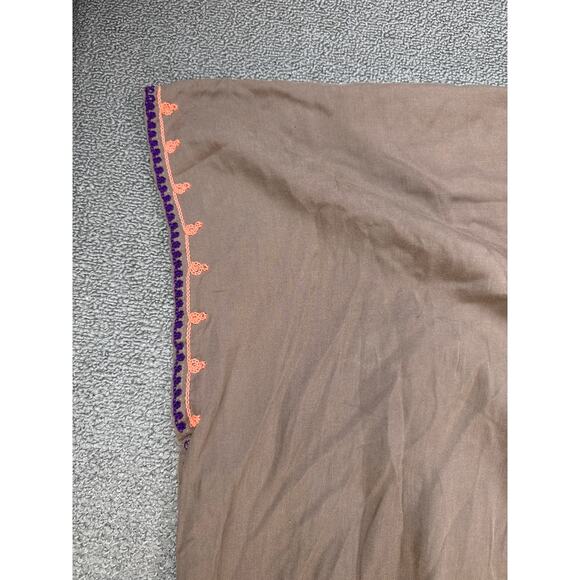 Skemo Maxi Dress Beach Swim Cover Up Boho Embroidered Brown Size Medium - Picture 8 of 9